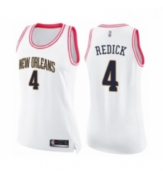 Womens New Orleans Pelicans 4 JJ Redick Swingman White Pink Fashion Basketball Jersey Womens New Orleans Pelicans 4 JJ Redick Swingman White Pink Fashion Basketball Jersey