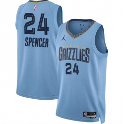 Men Memphis Grizzlies 24 Cam Spencer Blue 2024 Draft Statement Edition Stitched Jersey