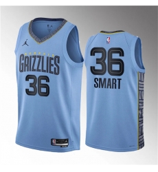 Men Memphis Grizzlies 36 Marcus Smart Blue Statement Edition Stitched Basketball Jersey Men Memphis Grizzlies 36 Marcus Smart Blue Statement Edition Stitched Basketball Jersey