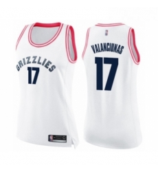Womens Memphis Grizzlies 17 Jonas Valanciunas Swingman White Pink Fashion Basketball Jersey Womens Memphis Grizzlies 17 Jonas Valanciunas Swingman White Pink Fashion Basketball Jersey