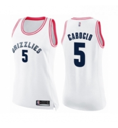Womens Memphis Grizzlies 5 Bruno Caboclo Swingman White Pink Fashion Basketball Jersey Womens Memphis Grizzlies 5 Bruno Caboclo Swingman White Pink Fashion Basketball Jersey