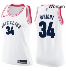Womens Nike Memphis Grizzlies 34 Brandan Wright Swingman WhitePink Fashion NBA Jersey Womens Nike Memphis Grizzlies 34 Brandan Wright Swingman WhitePink Fashion NBA Jersey