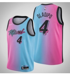 Men 2021 Miami Heat Victor Oladipo 4 Pink Blue City Jersey Men 2021 Miami Heat Victor Oladipo 4 Pink Blue City Jersey