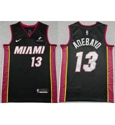 Men Miami Heat 13 Bam Adebayo Black Icon Edition Stitched Basketball Jersey