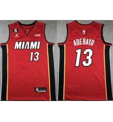 Men Miami Heat 13 Bam Adebayo Red Statement Edition With NO 6 Patch Swingman Stitched Jersey Men Miami Heat 13 Bam Adebayo Red Statement Edition With NO 6 Patch Swingman Stitched Jersey