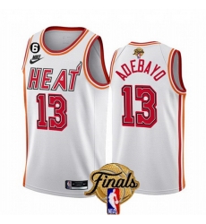 Men Miami Heat 13 Bam Adebayo White 2023 Finals Classic Edition With NO 6 Patch Stitched Basketball Jersey Men Miami Heat 13 Bam Adebayo White 2023 Finals Classic Edition With NO 6 Patch Stitched Basketball Jersey