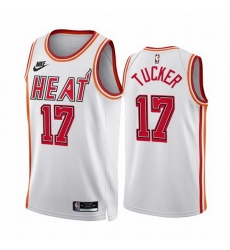 Men Miami Heat 17 P J Tucker White Classic Edition Stitched Basketball Jersey Men Miami Heat 17 P J Tucker White Classic Edition Stitched Basketball Jersey