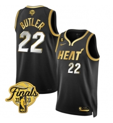 Men Miami Heat 22 Jimmy Butler Black Gold Edition 2023 Finals Collection With NO 6 Patch Stitched Basketball Jersey Men Miami Heat 22 Jimmy Butler Black Gold Edition 2023 Finals Collection With NO 6 Patch Stitched Basketball Jersey