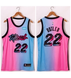 Men Miami Heat 22 Jimmy Butler Blue Pink Nike 2021 City Edition Swingman Jersey Men Miami Heat 22 Jimmy Butler Blue Pink Nike 2021 City Edition Swingman Jersey