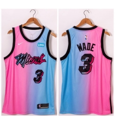 Men Miami Heat 3 Dwyane Wade Blue Pink Nike 2021 City Edition Swingman Jersey Men Miami Heat 3 Dwyane Wade Blue Pink Nike 2021 City Edition Swingman Jersey