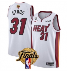 Men Miami Heat 31 Max Strus White 2023 Finals Association Edition With NO 6 Patch Stitched Basketball Jersey Men Miami Heat 31 Max Strus White 2023 Finals Association Edition With NO 6 Patch Stitched Basketball Jersey