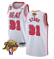 Men Miami Heat 31 Max Strus White 2023 Finals Classic Edition With NO 6 Patch Stitched Basketball Jersey Men Miami Heat 31 Max Strus White 2023 Finals Classic Edition With NO 6 Patch Stitched Basketball Jersey