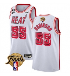 Men Miami Heat 55 Duncan Robinson White 2023 Finals Classic Edition With NO 6 Patch Stitched Basketball Jersey Men Miami Heat 55 Duncan Robinson White 2023 Finals Classic Edition With NO 6 Patch Stitched Basketball Jersey