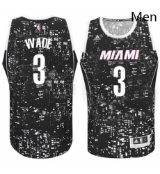 Mens Adidas Miami Heat 3 Dwyane Wade Authentic Black City Light NBA Jersey Mens Adidas Miami Heat 3 Dwyane Wade Authentic Black City Light NBA Jersey