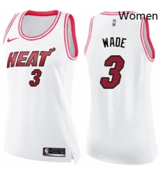 Womens Nike Miami Heat 3 Dwyane Wade Swingman WhitePink Fashion NBA Jersey Womens Nike Miami Heat 3 Dwyane Wade Swingman WhitePink Fashion NBA Jersey