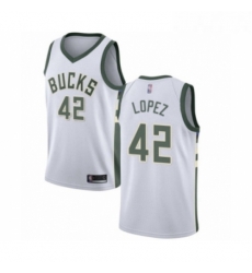 Womens Milwaukee Bucks 42 Robin Lopez Swingman White Basketball Jersey Association Edition Womens Milwaukee Bucks 42 Robin Lopez Swingman White Basketball Jersey Association Edition