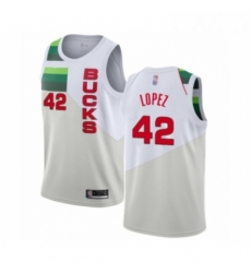 Womens Milwaukee Bucks 42 Robin Lopez White Swingman Jersey Earned Edition Womens Milwaukee Bucks 42 Robin Lopez White Swingman Jersey Earned Edition