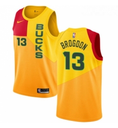 Womens Nike Milwaukee Bucks 13 Malcolm Brogdon Swingman Yellow NBA Jersey City Edition Womens Nike Milwaukee Bucks 13 Malcolm Brogdon Swingman Yellow NBA Jersey City Edition