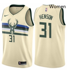 Womens Nike Milwaukee Bucks 31 John Henson Swingman Cream NBA Jersey City Edition Womens Nike Milwaukee Bucks 31 John Henson Swingman Cream NBA Jersey City Edition