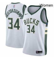 Womens Nike Milwaukee Bucks 34 Giannis Antetokounmpo Authentic White Home NBA Jersey Association Edition Womens Nike Milwaukee Bucks 34 Giannis Antetokounmpo Authentic White Home NBA Jersey Association Edition