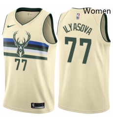 Womens Nike Milwaukee Bucks 77 Ersan Ilyasova Swingman Cream NBA Jersey City Edition Womens Nike Milwaukee Bucks 77 Ersan Ilyasova Swingman Cream NBA Jersey City Edition