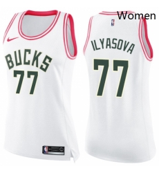 Womens Nike Milwaukee Bucks 77 Ersan Ilyasova Swingman White Pink Fashion NBA Jersey Womens Nike Milwaukee Bucks 77 Ersan Ilyasova Swingman White Pink Fashion NBA Jersey