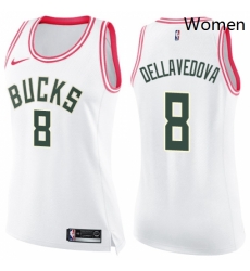 Womens Nike Milwaukee Bucks 8 Matthew Dellavedova Swingman WhitePink Fashion NBA Jersey Womens Nike Milwaukee Bucks 8 Matthew Dellavedova Swingman WhitePink Fashion NBA Jersey