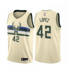 Youth Milwaukee Bucks 42 Robin Lopez Swingman Cream Basketball Jersey City Edition Youth Milwaukee Bucks 42 Robin Lopez Swingman Cream Basketball Jersey City Edition