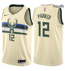 Youth Nike Milwaukee Bucks 12 Jabari Parker Swingman Cream NBA Jersey City Edition Youth Nike Milwaukee Bucks 12 Jabari Parker Swingman Cream NBA Jersey City Edition