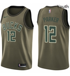 Youth Nike Milwaukee Bucks 12 Jabari Parker Swingman Green Salute to Service NBA Jersey Youth Nike Milwaukee Bucks 12 Jabari Parker Swingman Green Salute to Service NBA Jersey