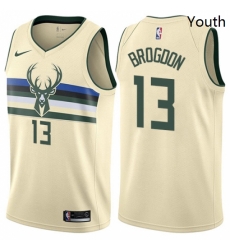 Youth Nike Milwaukee Bucks 13 Malcolm Brogdon Swingman Cream NBA Jersey City Edition Youth Nike Milwaukee Bucks 13 Malcolm Brogdon Swingman Cream NBA Jersey City Edition
