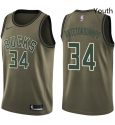 Youth Nike Milwaukee Bucks 34 Giannis Antetokounmpo Swingman Green Salute to Service NBA Jersey Youth Nike Milwaukee Bucks 34 Giannis Antetokounmpo Swingman Green Salute to Service NBA Jersey