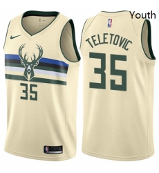 Youth Nike Milwaukee Bucks 35 Mirza Teletovic Swingman Cream NBA Jersey City Edition Youth Nike Milwaukee Bucks 35 Mirza Teletovic Swingman Cream NBA Jersey City Edition