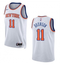 Men New Yok Knicks 11 Jalen Brunson White Stitched Basketball Jersey Men New Yok Knicks 11 Jalen Brunson White Stitched Basketball Jersey