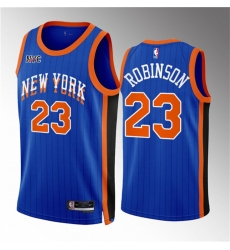 Men New Yok Knicks 23 Mitchell Robinson Blue 2023 24 City Edition Stitched Basketball Jersey Men New Yok Knicks 23 Mitchell Robinson Blue 2023 24 City Edition Stitched Basketball Jersey
