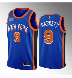 Men New Yok Knicks 9 RJ Barrett Blue 2023 24 City Edition Stitched Basketball Jersey Men New Yok Knicks 9 RJ Barrett Blue 2023 24 City Edition Stitched Basketball Jersey