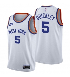 Men New York Knicks 5 Immanuel Quickley Men Nike Releases Classic Edition NBA 75th Anniversary Jersey White Men New York Knicks 5 Immanuel Quickley Men Nike Releases Classic Edition NBA 75th Anniversary Jersey White