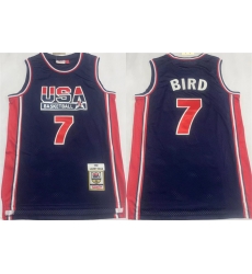 Men USA Basketball 7 Larry Bird 1992 Navy Throwback Stitched Jersey Men USA Basketball 7 Larry Bird 1992 Navy Throwback Stitched Jersey