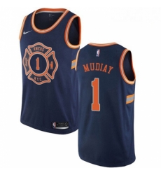 Mens Nike New York Knicks 1 Emmanuel Mudiay Swingman Navy Blue NBA Jersey City Edition Mens Nike New York Knicks 1 Emmanuel Mudiay Swingman Navy Blue NBA Jersey City Edition