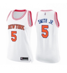 Womens New York Knicks 5 Dennis Smith Jr Swingman White Pink Fashion Basketball Jersey Womens New York Knicks 5 Dennis Smith Jr Swingman White Pink Fashion Basketball Jersey