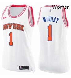 Womens Nike New York Knicks 1 Emmanuel Mudiay Swingman WhitePink Fashion NBA Jersey Womens Nike New York Knicks 1 Emmanuel Mudiay Swingman WhitePink Fashion NBA Jersey