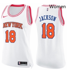 Womens Nike New York Knicks 18 Phil Jackson Swingman WhitePink Fashion NBA Jersey Womens Nike New York Knicks 18 Phil Jackson Swingman WhitePink Fashion NBA Jersey