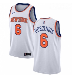 Womens Nike New York Knicks 6 Kristaps Porzingis Authentic White NBA Jersey Association Edition Womens Nike New York Knicks 6 Kristaps Porzingis Authentic White NBA Jersey Association Edition