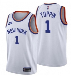 Youth New York Knicks 1 Obi Toppin Men Nike Releases Classic Edition NBA 75th Anniversary Jersey White Youth New York Knicks 1 Obi Toppin Men Nike Releases Classic Edition NBA 75th Anniversary Jersey White