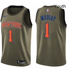 Youth Nike New York Knicks 1 Emmanuel Mudiay Swingman Green Salute to Service NBA Jersey Youth Nike New York Knicks 1 Emmanuel Mudiay Swingman Green Salute to Service NBA Jersey