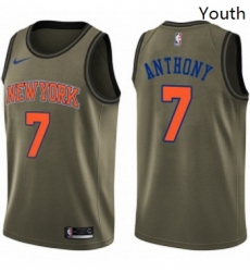 Youth Nike New York Knicks 7 Carmelo Anthony Swingman Green Salute to Service NBA Jersey Youth Nike New York Knicks 7 Carmelo Anthony Swingman Green Salute to Service NBA Jersey