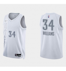 Men Oklahoma City Thunder 34 Kenrich Williams 2021 22 City Edition White 75th Anniversary Stitched Basketball Jersey Men Oklahoma City Thunder 34 Kenrich Williams 2021 22 City Edition White 75th Anniversary Stitched Basketball Jersey