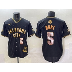 Men Oklahoma City Thunder 5 Luguentz Dort Black Gold 2025 Finals Vapor Stitched Baseball Jersey