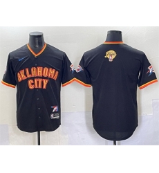 Men Oklahoma City Thunder Blank Black 2025 Finals Vapor Stitched Baseball Jersey