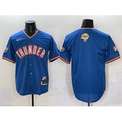 Men Oklahoma City Thunder Blank Blue 2025 Finals Vapor Stitched Baseball Jersey